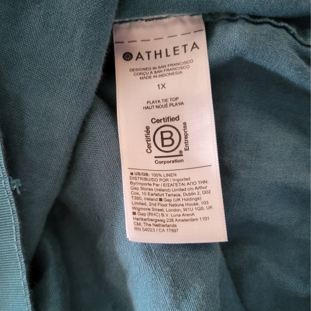 Athleta 100% Linen Wrap Crop Blouse Size 1X - Picture 8 of 9